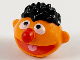 Part No: bb1164pb01  Name: Minifigure, Head, Modified Sesame Street Ernie with Black Hair, Red Nose and Mouth Pattern