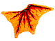 Part No: bb1184  Name: Cloth Wing Dragon Right, Black Bones, Red and Dark Red Flames Pattern