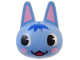 Part No: 105200pb01  Name: Minifigure, Head, Modified Cat with Pointed Ears with Molded Bright Pink Auricles and Printed Black Eyes, Blue Fur, Bright Pink Cheeks, and Magenta Mouth Pattern