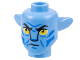 Part No: 1576pb14  Name: Minifigure, Head, Modified Alien Na'vi with Yellow Eyes, Blue Markings, Frown Pattern