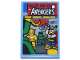 Part No: 26603pb399  Name: Tile 2 x 3 with Comic Book with Loki, Iron Man, Hulk, Thor, and White 'AVENGERS' Pattern (Sticker) - Set 76269