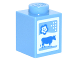 Part No: 3005pb016  Name: Brick 1 x 1 with Blue Cow and Flower on White Background Pattern (Milk Carton)
