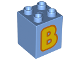 Part No: 31110pb099  Name: Duplo, Brick 2 x 2 x 2 with Letter B Yellow Pattern