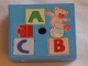 Part No: 33031pb03  Name: Container, Box 3 1/2 x 3 1/2 x 1 1/3 with Hinged Lid with ABC and Teddy Bear Pattern (Sticker) - Set 3290