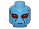Part No: 3626cpb1476  Name: Minifigure, Head Alien with SW Duros Dark Azure Facial Lines, Large Red Eyes, and Slight Grin Pattern - Hollow Stud