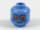 Part No: 3626pb1742  Name: Minifigure, Head Alien with Red Eyes, Silver Goggles and Blue Cheek Lines Pattern (Mr. Freeze)