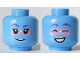 Part No: 3626pb3412  Name: Minifigure, Head Dual Sided Female Dark Purple Eyebrows, Medium Lavender Lips and Around Eyes, Smile / Open Mouth with White Teeth Pattern