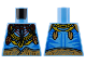 Part No: 973pb4915  Name: Torso Na'vi with Blue Markings, Ornate Bright Light Orange Mantle, Reddish Brown Feathers, and Medium Nougat Belt Pattern