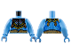 Part No: 973pb4915c01  Name: Torso Na'vi with Blue Markings, Ornate Bright Light Orange Mantle, Reddish Brown Feathers, and Medium Nougat Belt Pattern / Medium Blue Arms Long / Medium Blue Hands