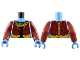 Part No: 973pb4917c01  Name: Torso Na'vi with Dark Red Jacket, Red and Yellow Spots, and Medium Nougat Bone Collar Pattern / Dark Red Arms Long / Medium Blue Hands