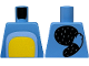 Part No: 973pb6128  Name: Torso with Yellow and Bright Light Blue Stomach, Black Oval and Tail with Fur Lines on Back Pattern
