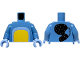 Part No: 973pb6128c01  Name: Torso with Yellow and Bright Light Blue Stomach, Black Oval and Tail with Fur Lines on Back Pattern / Medium Blue Arms / Bright Light Blue Hands