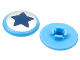 Part No: clikits086pb03  Name: Clikits, Icon Round 2 x 2 Large with Pin with Dark Blue Star on Silver Background Pattern