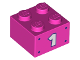 Part No: 3003pb124  Name: Brick 2 x 2 with White Number 1 and Dark Purple Dots Pattern on Both Sides