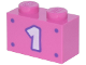 Part No: 3004pb260  Name: Brick 1 x 2 with White Number 1 with Dark Purple Outline and 4 Dots Pattern