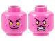 Part No: 3626cpb1269  Name: Minifigure, Head Dual Sided Thin Black Moustache, Yellow Eyes, Magenta Cheek Lines and Chin Dimple, Frown / Bared Teeth Pattern - Hollow Stud