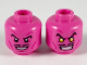 Part No: 3626cpb2513  Name: Minifigure, Head Dual Sided Black Eyebrows and Pencil Moustache, Magenta Cheek Lines, Smile / Scowl with Yellow Eyes Pattern - Hollow Stud