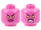 Part No: 3626pb1269  Name: Minifigure, Head Dual Sided Thin Black Moustache, Yellow Eyes, Magenta Cheek Lines and Chin Dimple, Frown / Bared Teeth Pattern