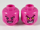 Part No: 3626pb2513  Name: Minifigure, Head Dual Sided Black Eyebrows and Pencil Moustache, Magenta Cheek Lines, Smile / Scowl with Yellow Eyes Pattern