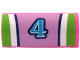 Part No: 6191pb043  Name: Slope, Curved 1 x 4 x 1 1/3 with Medium Azure Number 4 with Dark Blue, Lime and White Stripes Pattern (Sticker) - Set 41428