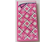 Part No: 87079pb0876  Name: Tile 2 x 4 with Blanket with Bright Pink, Dark Pink, and White Diamonds, Black Stitching, and Folded Left Corner Pattern (Sticker) - Set 41339