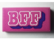 Part No: 87079pb0968  Name: Tile 2 x 4 with White 'BFF' Outline with Dark Purple Drop Shadow Pattern (Sticker) - Set 40385
