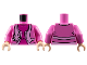 Part No: 973pb4900c01  Name: Torso Jacket with Bright Pink Hems and Cat Stole, Magenta Shirt Pattern / Dark Pink Arms / Light Nougat Hands