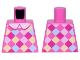 Part No: 973pb5580  Name: Torso Dress with White Collar and Magenta, Bright Pink, Bright Light Blue, and Bright Light Yellow Checkered Pattern