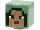 Part No: 19729pb070  Name: Minifigure, Head, Modified Cube with Pixelated Nougat Face, Reddish Brown Mouth and Dark Green Eyes and Hood Pattern (Minecraft Arbalest Knight)