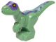 Part No: 37829pb11  Name: Dinosaur Baby Standing with Dark Purple Back, Metallic Light Blue Stripes, and Yellow Eyes Pattern