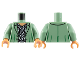 Part No: 973pb4479c01  Name: Torso Jacket, Nougat Neck, Black Shirt with White Spots and Buttons Pattern / Sand Green Arms / Nougat Hands