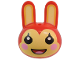 Part No: 105201pb01  Name: Minifigure, Head, Modified Bunny / Rabbit with Molded Bright Light Yellow Face and Auricles and Printed Yellow Ears, Bright Pink Cheeks and Tongue, and Black Eyes Pattern