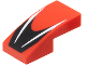 Part No: 11477pb204  Name: Slope, Curved 2 x 1 x 2/3 with 2 White Stripes on Black Chevron Pattern