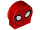 Part No: 14222pb006  Name: Duplo, Brick 1 x 2 x 2 Round Top, Cut Away Sides with Spider-Man Face Pattern