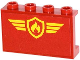 Part No: 14718pb001  Name: Panel 1 x 4 x 2 with Side Supports - Hollow Studs with Yellow and Red Fire Logo Badge and Yellow Stripes Pattern (Sticker) - Set 60061