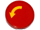 Part No: 14769pb064  Name: Tile, Round 2 x 2 with Bottom Stud Holder with Yellow Curved Arrow on Red Background Pattern (Sticker) - Set 60075