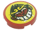 Part No: 14769pb477  Name: Tile, Round 2 x 2 with Bottom Stud Holder with Monkey Head on Yellow Background Pattern (Sticker) - Set 80008