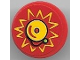 Part No: 14769pb560  Name: Tile, Round 2 x 2 with Bottom Stud Holder with Yellow High Striker Bell and Zigzag Lines Pattern (Sticker) - Set 40529