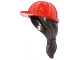 Part No: 16178pb01  Name: Minifigure, Headgear Helmet Construction with Dark Brown Ponytail Hair Pattern
