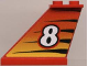 Part No: 2340pb006L  Name: Tail 4 x 1 x 3 with White Number 8 on Tiger Stripes Background Pattern Model Left Side (Sticker) - Set 8229