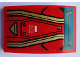 Part No: 24309pb034  Name: Slope, Curved 3 x 2 with Dark Turquoise and Red Hull Plates, Gold Stripes and Rivets Pattern (Sticker) - Set 80012