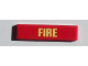 Part No: 2431pb0628  Name: Tile 1 x 4 with 'FIRE' on Red Background Pattern (Sticker) - Set 60214
