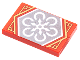 Part No: 26603pb212  Name: Tile 2 x 3 with White 6-Pointed Shuriken Throwing Star on Silver Background with Gold Trim Pattern (Ninjago Teamwork Banner)