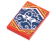 Part No: 26603pb214  Name: Tile 2 x 3 with White Stern Eyes and Clouds on Dark Blue Background with Gold Trim Pattern (Ninjago Stealth Banner)