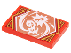 Part No: 26603pb300  Name: Tile 2 x 3 with White Ninja with Energy Burst Hands on Copper Background with Gold Trim Pattern (Ninjago Focus Banner)