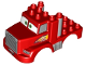 Part No: 29359pb01  Name: Duplo Car Body Truck 3 x 4 Flatbed with Cars 'MACK' Pattern