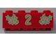 Part No: 3001pb043  Name: Brick 2 x 4 with Gold Holly and  '2' Pattern