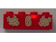 Part No: 3001pb047  Name: Brick 2 x 4 with Gold Holly and  '6' Pattern