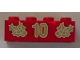 Part No: 3001pb051  Name: Brick 2 x 4 with Gold Holly and '10' Pattern