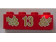 Part No: 3001pb054  Name: Brick 2 x 4 with Gold Holly and '13' Pattern
